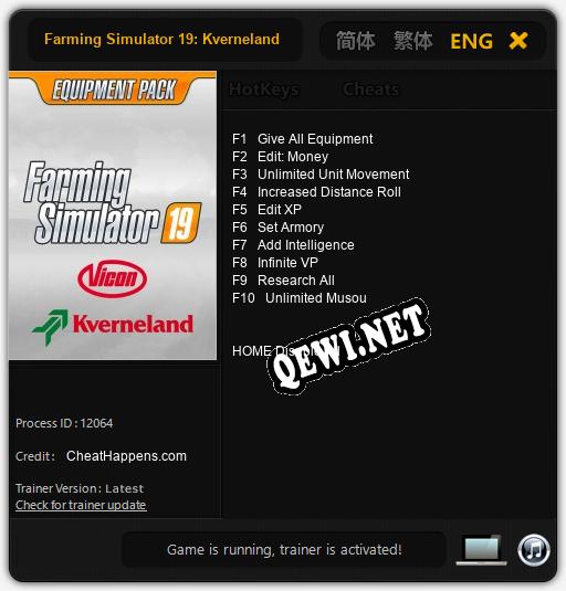 Farming Simulator 19: Kverneland & Vicon: Трейнер +10 [v1.4]