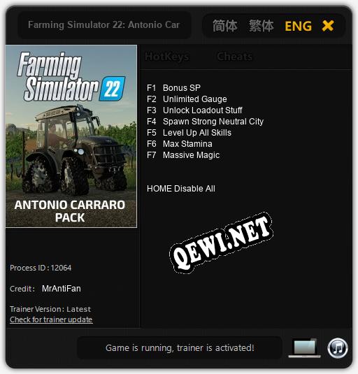 Farming Simulator 22: Antonio Carraro: Читы, Трейнер +7 [MrAntiFan]