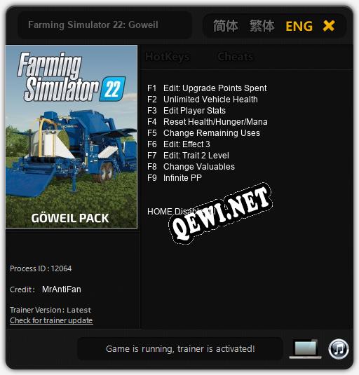 Farming Simulator 22: Goweil: Трейнер +9 [v1.6]
