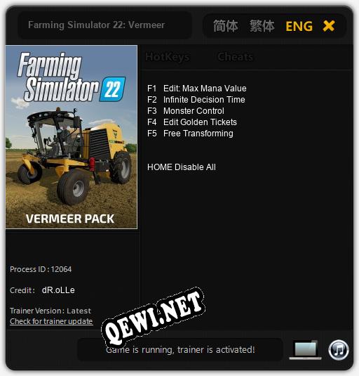 Farming Simulator 22: Vermeer: Читы, Трейнер +5 [dR.oLLe]