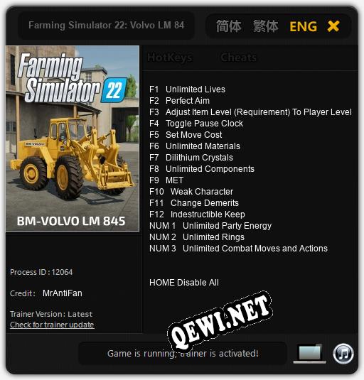 Farming Simulator 22: Volvo LM 845: Трейнер +15 [v1.9]