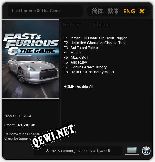 Fast Furious 6: The Game: Трейнер +8 [v1.3]