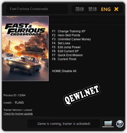 Fast Furious Crossroads: Читы, Трейнер +8 [FLiNG]