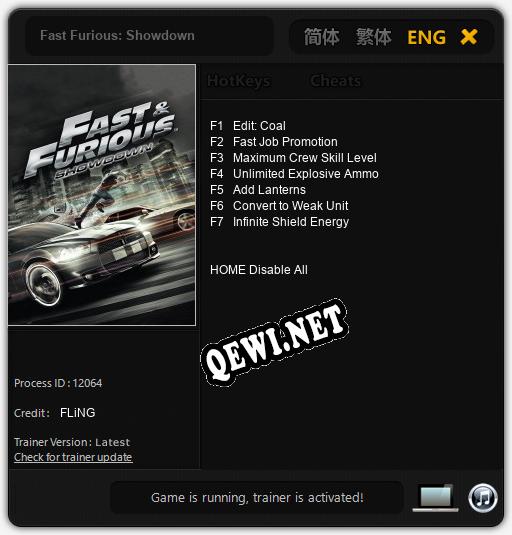 Fast Furious: Showdown: Читы, Трейнер +7 [FLiNG]