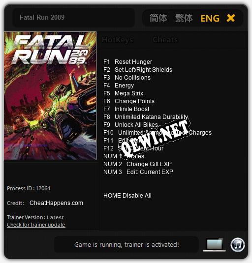 Fatal Run 2089: Трейнер +15 [v1.9]