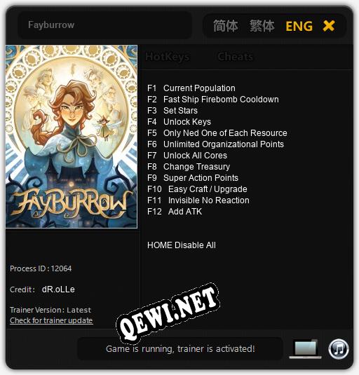 Трейнер для Fayburrow [v1.0.8]