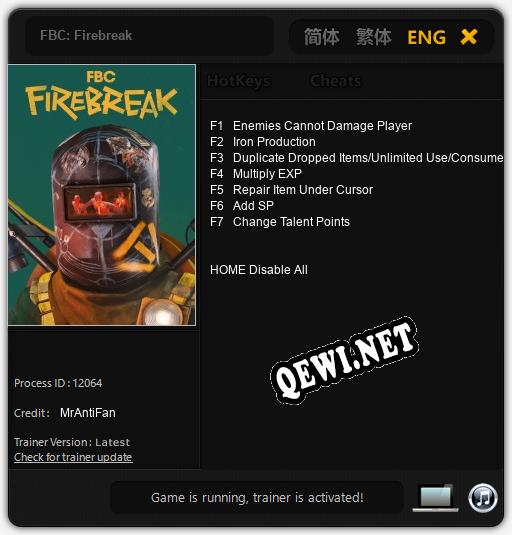 FBC: Firebreak: Читы, Трейнер +7 [MrAntiFan]