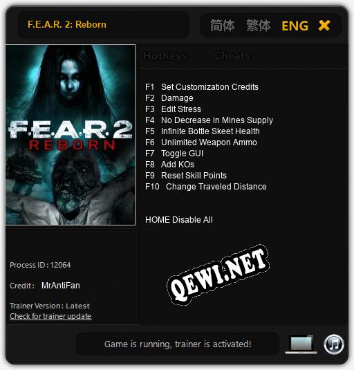 F.E.A.R. 2: Reborn: ТРЕЙНЕР И ЧИТЫ (V1.0.70)