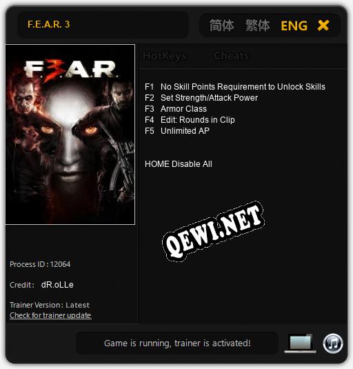 F.E.A.R. 3: ТРЕЙНЕР И ЧИТЫ (V1.0.98)