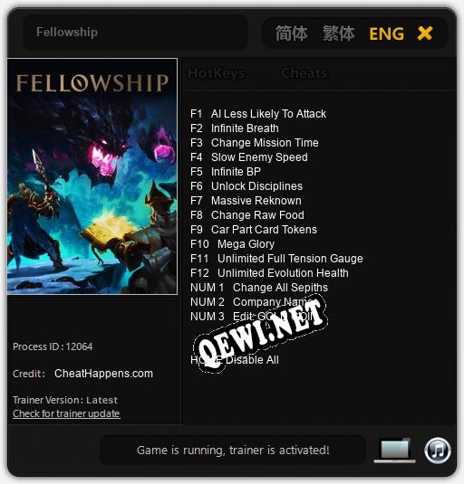Трейнер для Fellowship [v1.0.1]