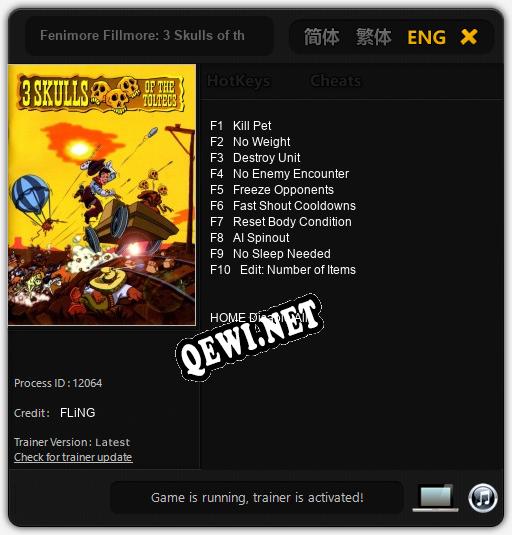 Fenimore Fillmore: 3 Skulls of the Toltecs: ТРЕЙНЕР И ЧИТЫ (V1.0.86)