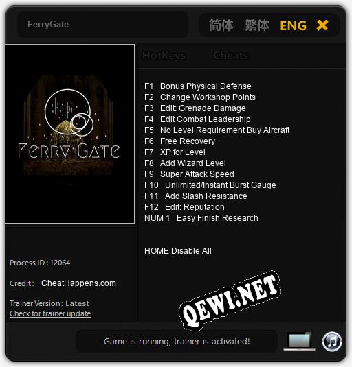 FerryGate: Трейнер +13 [v1.7]