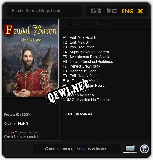Feudal Baron: Kings Land: Трейнер +14 [v1.5]