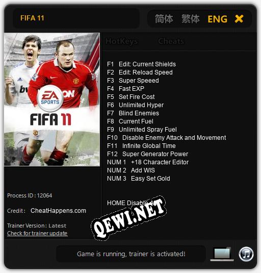 FIFA 11: Читы, Трейнер +15 [CheatHappens.com]