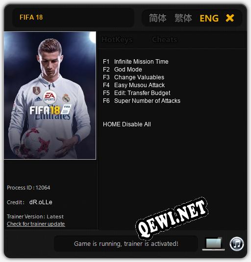 FIFA 18: Читы, Трейнер +6 [dR.oLLe]