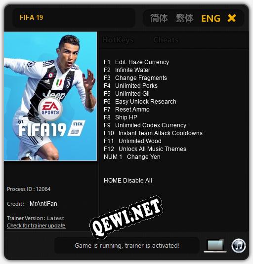 FIFA 19: ТРЕЙНЕР И ЧИТЫ (V1.0.94)