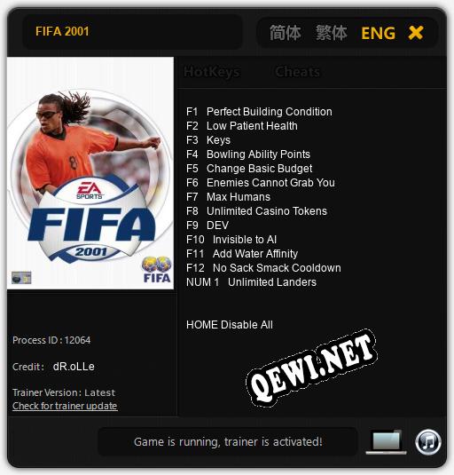 FIFA 2001: Читы, Трейнер +13 [dR.oLLe]