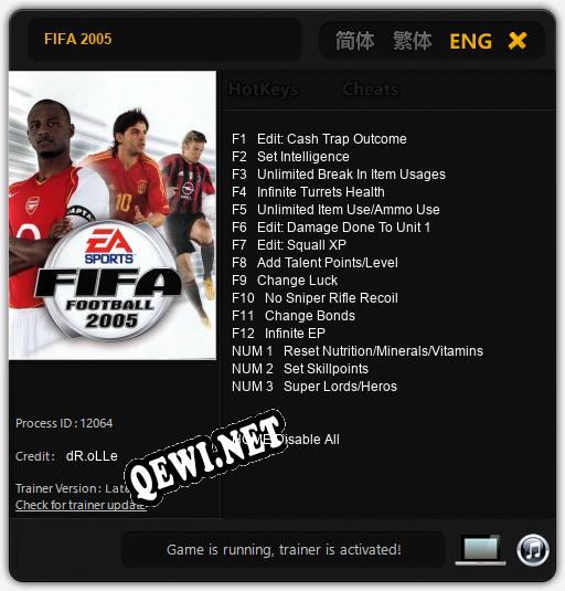 Трейнер для FIFA 2005 [v1.0.3]