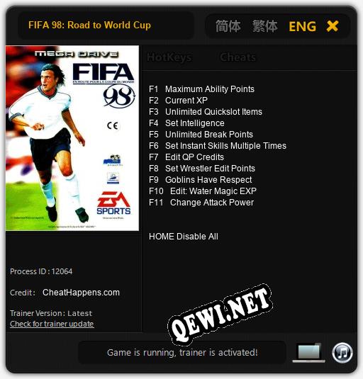 FIFA 98: Road to World Cup: Читы, Трейнер +11 [CheatHappens.com]