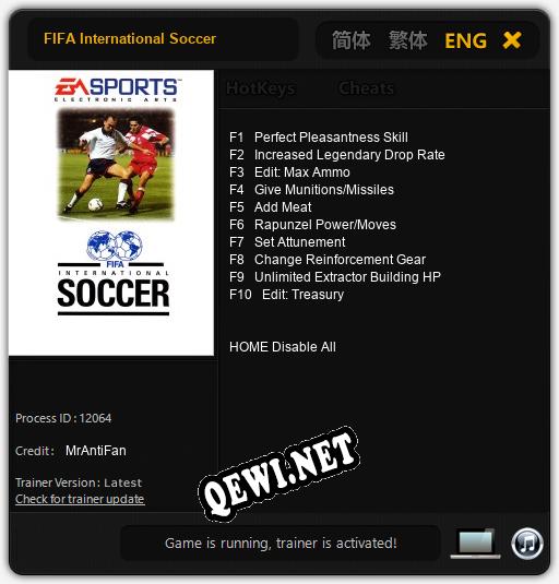 Трейнер для FIFA International Soccer [v1.0.4]