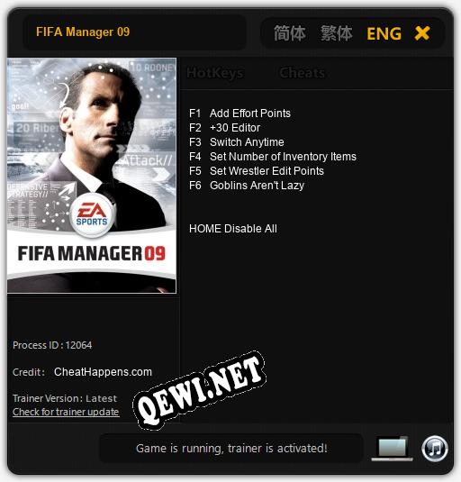 FIFA Manager 09: ТРЕЙНЕР И ЧИТЫ (V1.0.3)