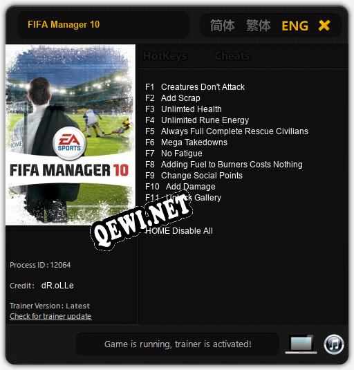 Трейнер для FIFA Manager 10 [v1.0.5]