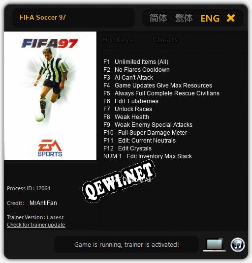 Трейнер для FIFA Soccer 97 [v1.0.3]
