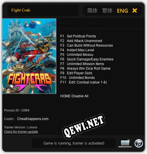 Fight Crab: Читы, Трейнер +11 [CheatHappens.com]