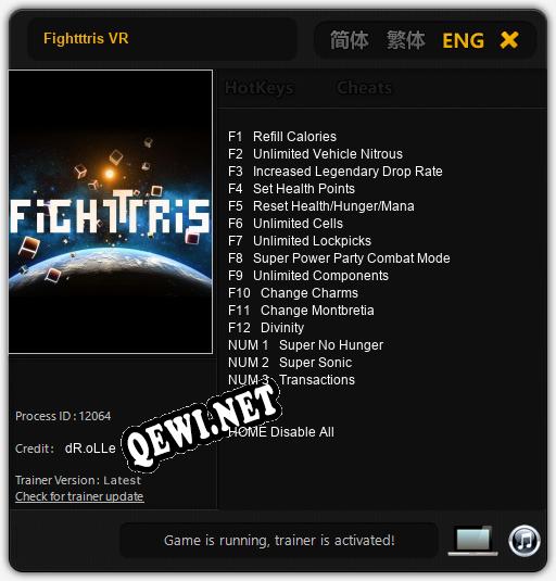 Fightttris VR: Трейнер +15 [v1.5]