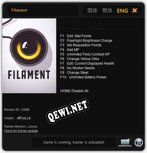 Filament: Трейнер +10 [v1.1]