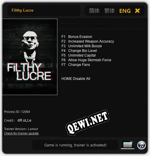 Filthy Lucre: ТРЕЙНЕР И ЧИТЫ (V1.0.72)