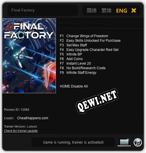 Final Factory: Читы, Трейнер +9 [CheatHappens.com]