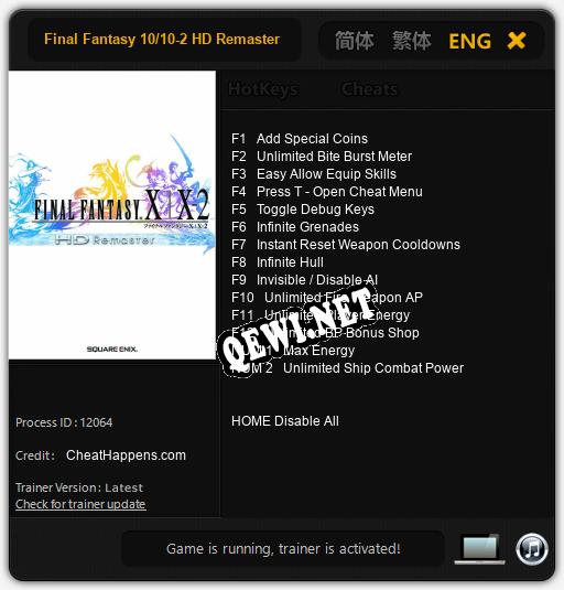 Final Fantasy 10/10-2 HD Remaster: Трейнер +14 [v1.9]