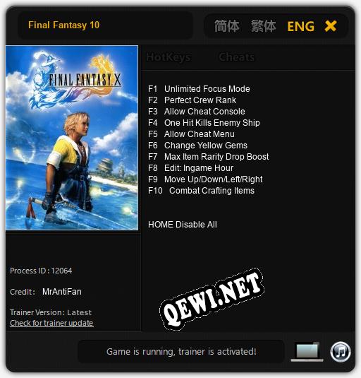 Final Fantasy 10: Читы, Трейнер +10 [MrAntiFan]
