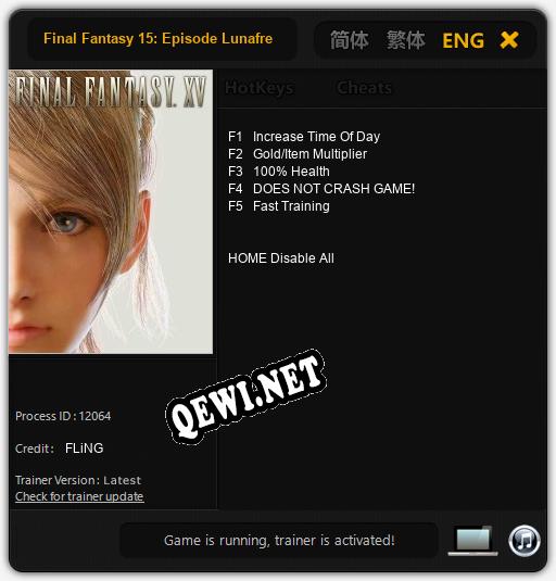 Final Fantasy 15: Episode Lunafreya: Трейнер +5 [v1.1]