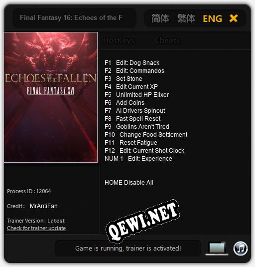 Final Fantasy 16: Echoes of the Fallen: ТРЕЙНЕР И ЧИТЫ (V1.0.45)