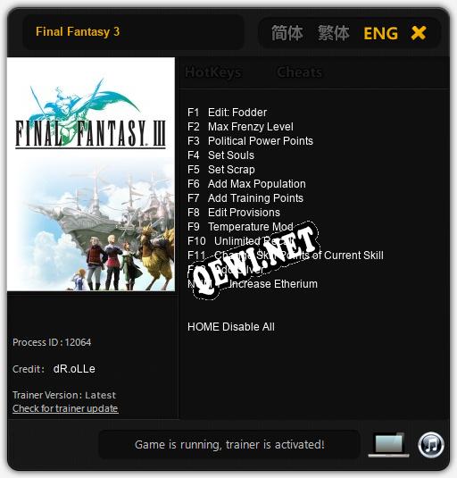 Final Fantasy 3: Читы, Трейнер +13 [dR.oLLe]