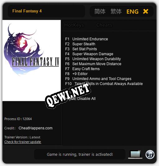Final Fantasy 4: ТРЕЙНЕР И ЧИТЫ (V1.0.59)