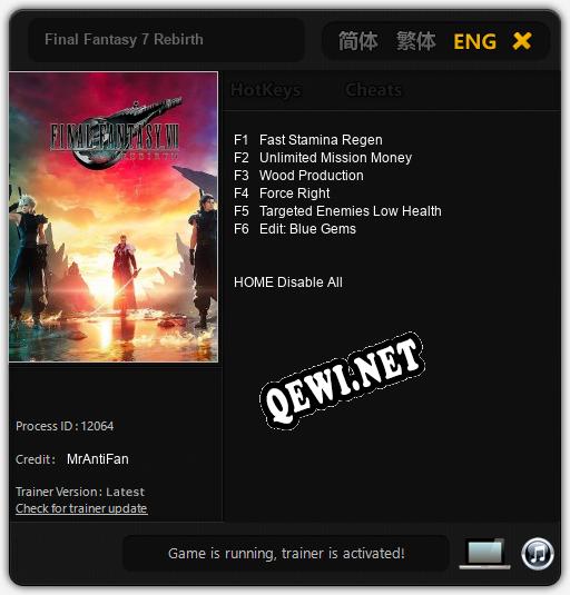 Трейнер для Final Fantasy 7 Rebirth [v1.0.1]