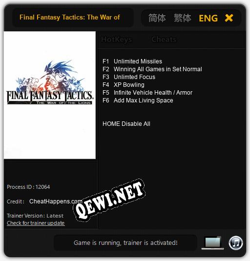 Final Fantasy Tactics: The War of the Lions: Читы, Трейнер +6 [CheatHappens.com]