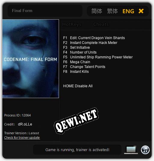 Трейнер для Final Form [v1.0.8]