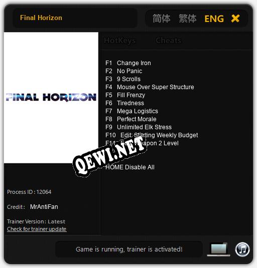 Трейнер для Final Horizon [v1.0.5]