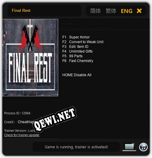 Трейнер для Final Rest [v1.0.4]