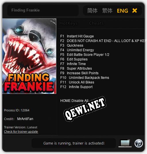 Finding Frankie: ТРЕЙНЕР И ЧИТЫ (V1.0.80)