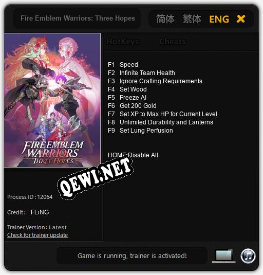 Трейнер для Fire Emblem Warriors: Three Hopes [v1.0.8]