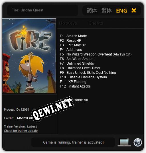 Fire: Unghs Quest: Трейнер +12 [v1.1]