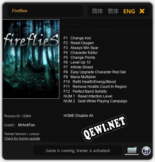 Трейнер для Fireflies [v1.0.1]