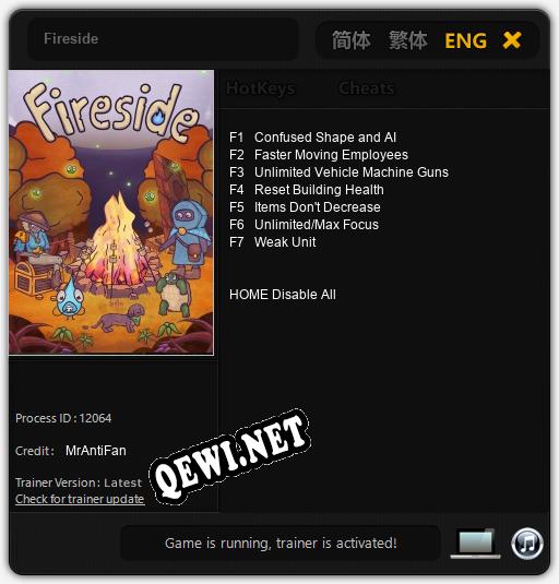 Fireside: Трейнер +7 [v1.1]