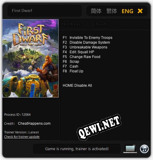 First Dwarf: Трейнер +8 [v1.8]