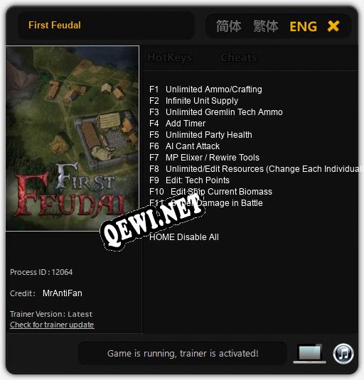 Трейнер для First Feudal [v1.0.8]